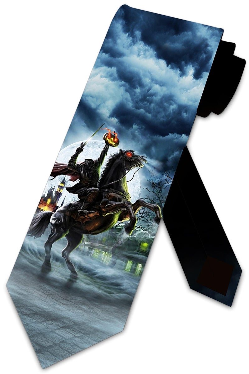 Three Rooker Headless Horseman Ties Mens Halloween Tie Sleepy Hollow Necktie - Image 1